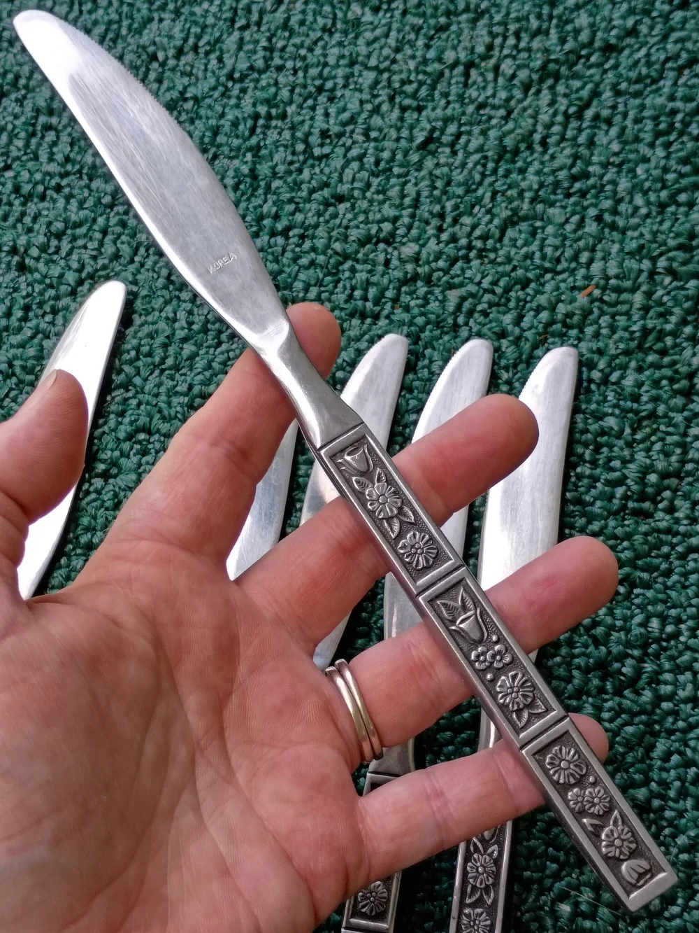 Oneida Northland SPRING FEVER Stainless Flatware Korea Lot of 6 Table Knives